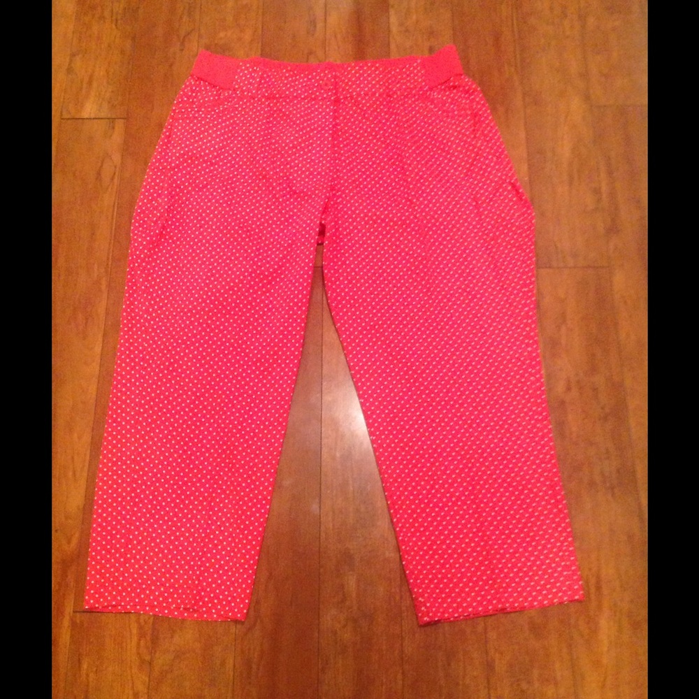 Coral polka dot super cut pants! Woman Within 24WP