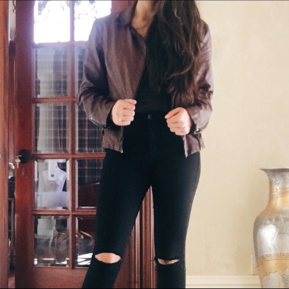 Burgundy faux leather jacket