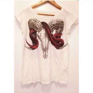 NWT All Saints White Snake T-Shirt Top sz 2 Small