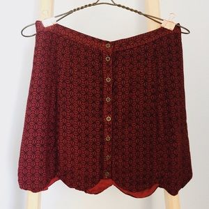 Scallop Hem Red Skirt Urban Outfitters