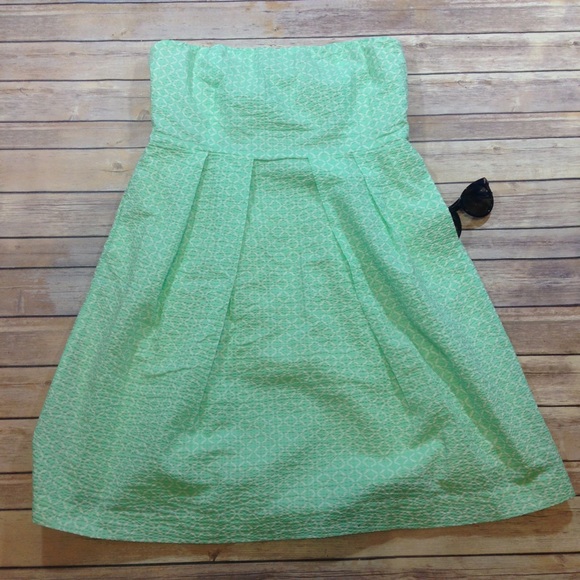 J. Crew Dresses & Skirts - J.Crew Mint Green &White Strapless Cotton Dress 14