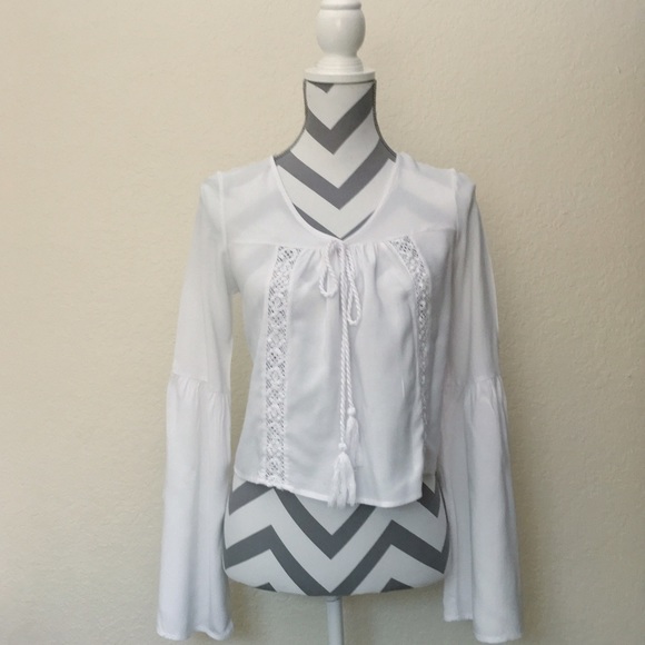 Kylie Cosmetics Tops - NWT Kendall Kylie White Bell Sleeve Boho Top Shirt