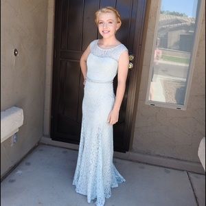 Baby blue mermaid prom gown