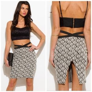 HIGH WAISTED CUTOUT FITTED BANDAGE PENCIL SKIRT