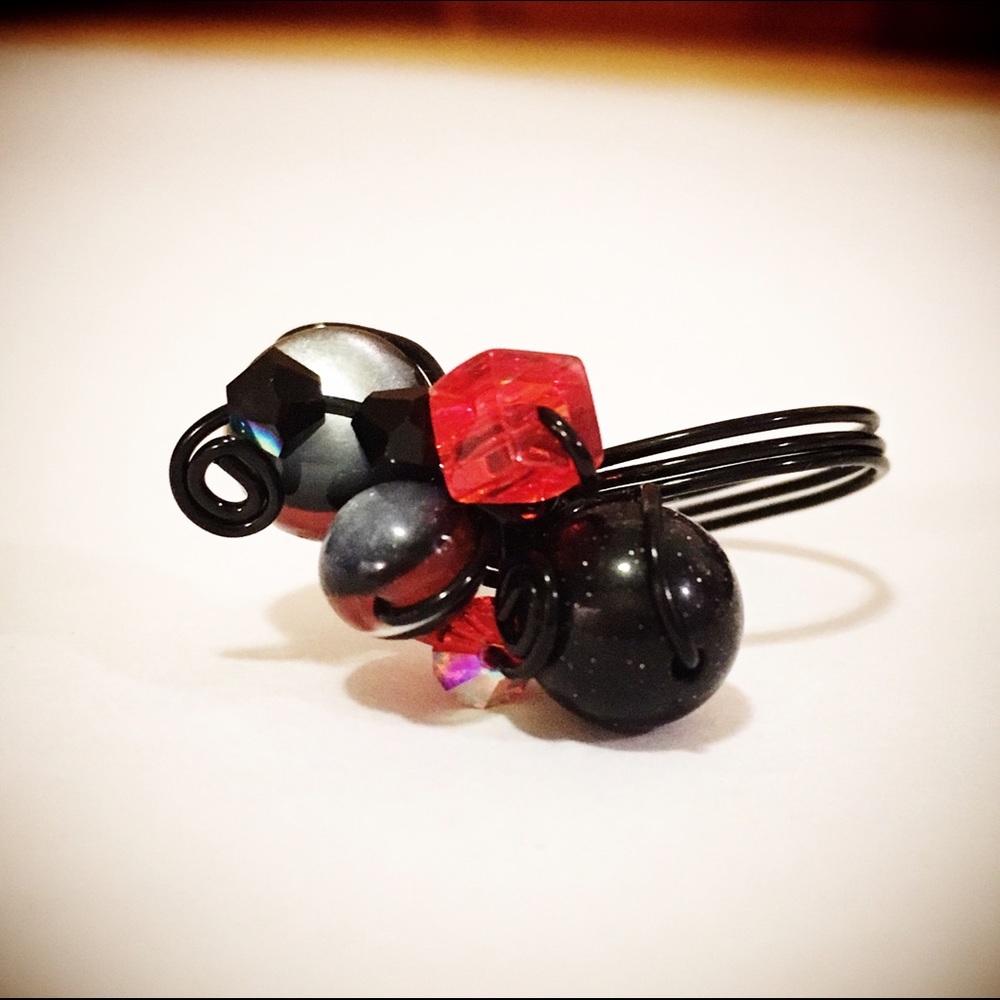 Artistic Wire and Bead Ring