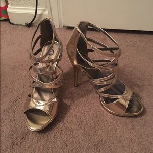 Metallic gold heels