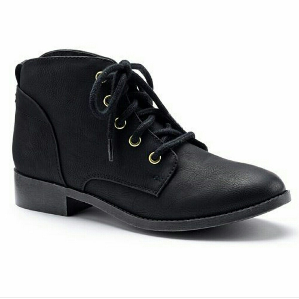 CANDIE'S Lace-Up Black Ankle Boots