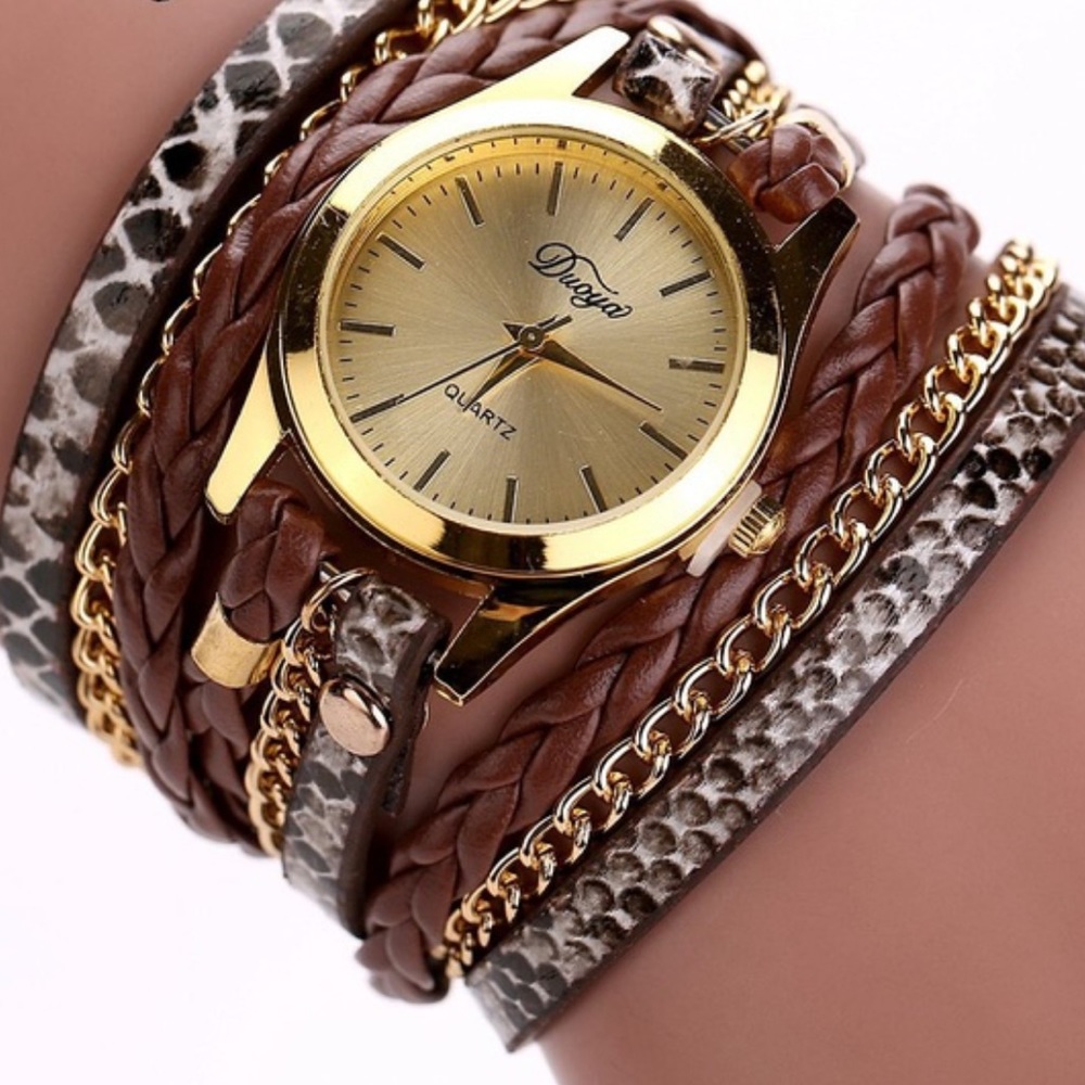 💖Beautiful brown watch with gold accents