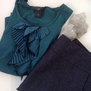 Ann Taylor teal ruffle tank