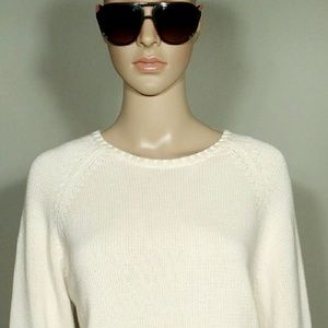 Land's End Cream Long Sleeve Sweater