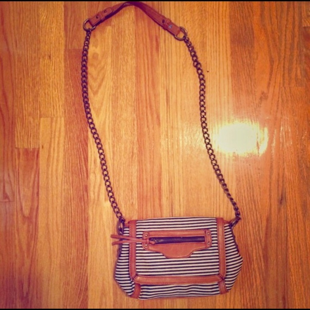 ALDO. Navy/white and brown Striped cross body.