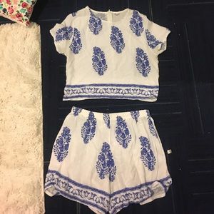 Super cute never worn blue and white two piece set