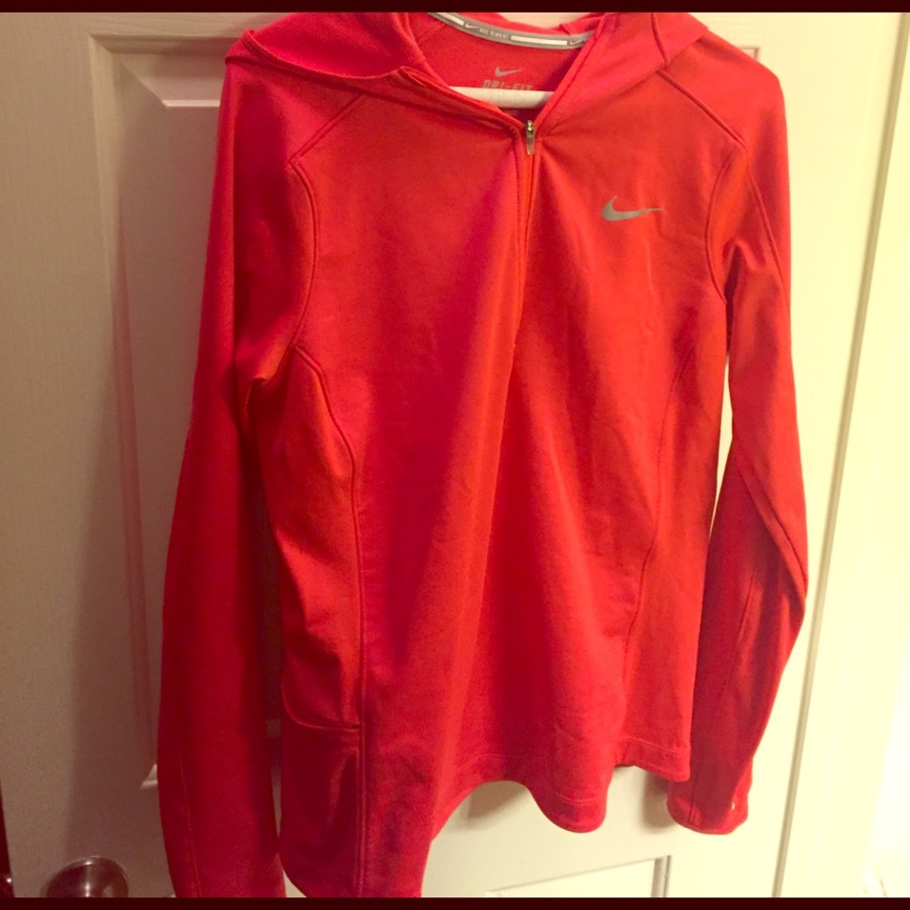 Nike red dry fit, long sleeve flee, size large,
