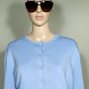 Land's End Womens Blue Button Cardigan