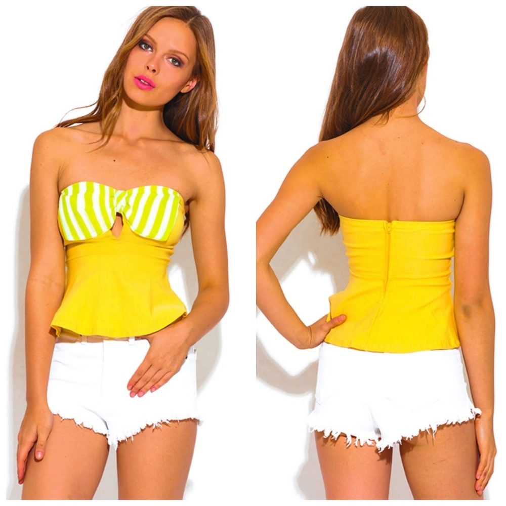 STRAPLESS PEPLUM PARTY TOP