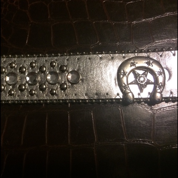 Gorgeous rhinestones and leather show belt