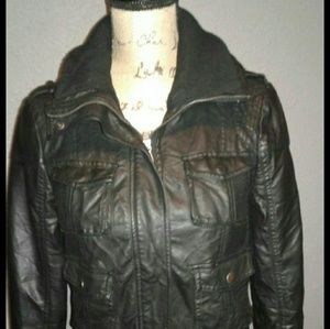 Heavy black leather jacket