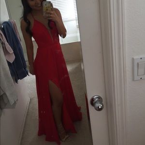 faviana red prom dress (worn once!) fits size 0-4!