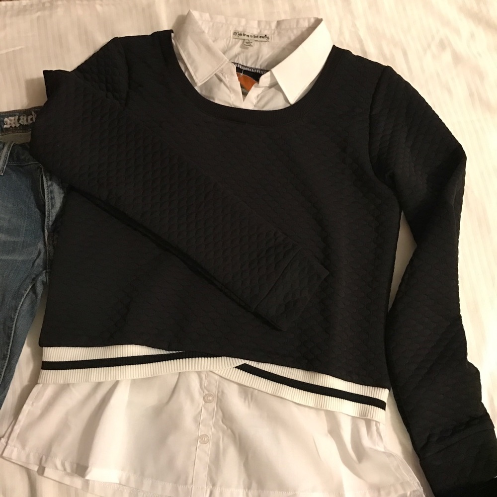 💓New!! black school girl layered look sweater.