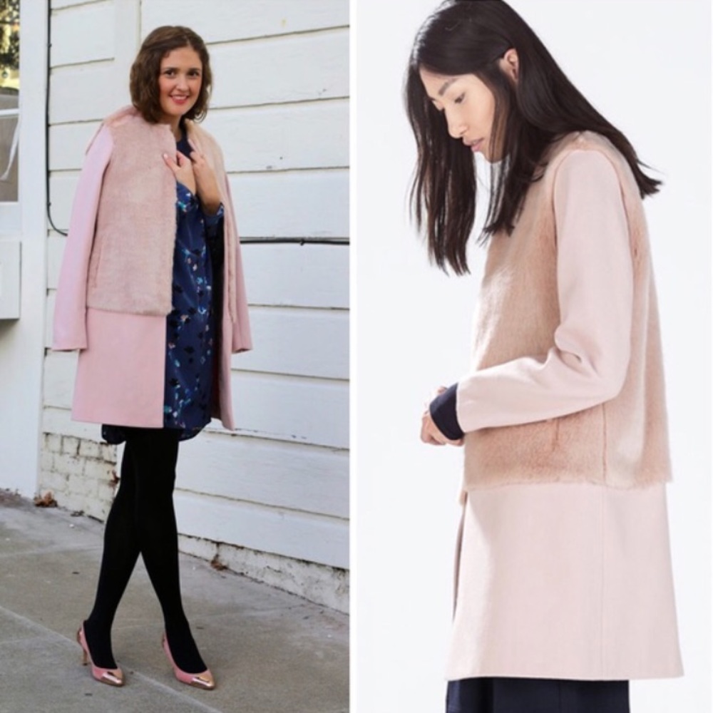 Brand new ZARA flush pink combined coat