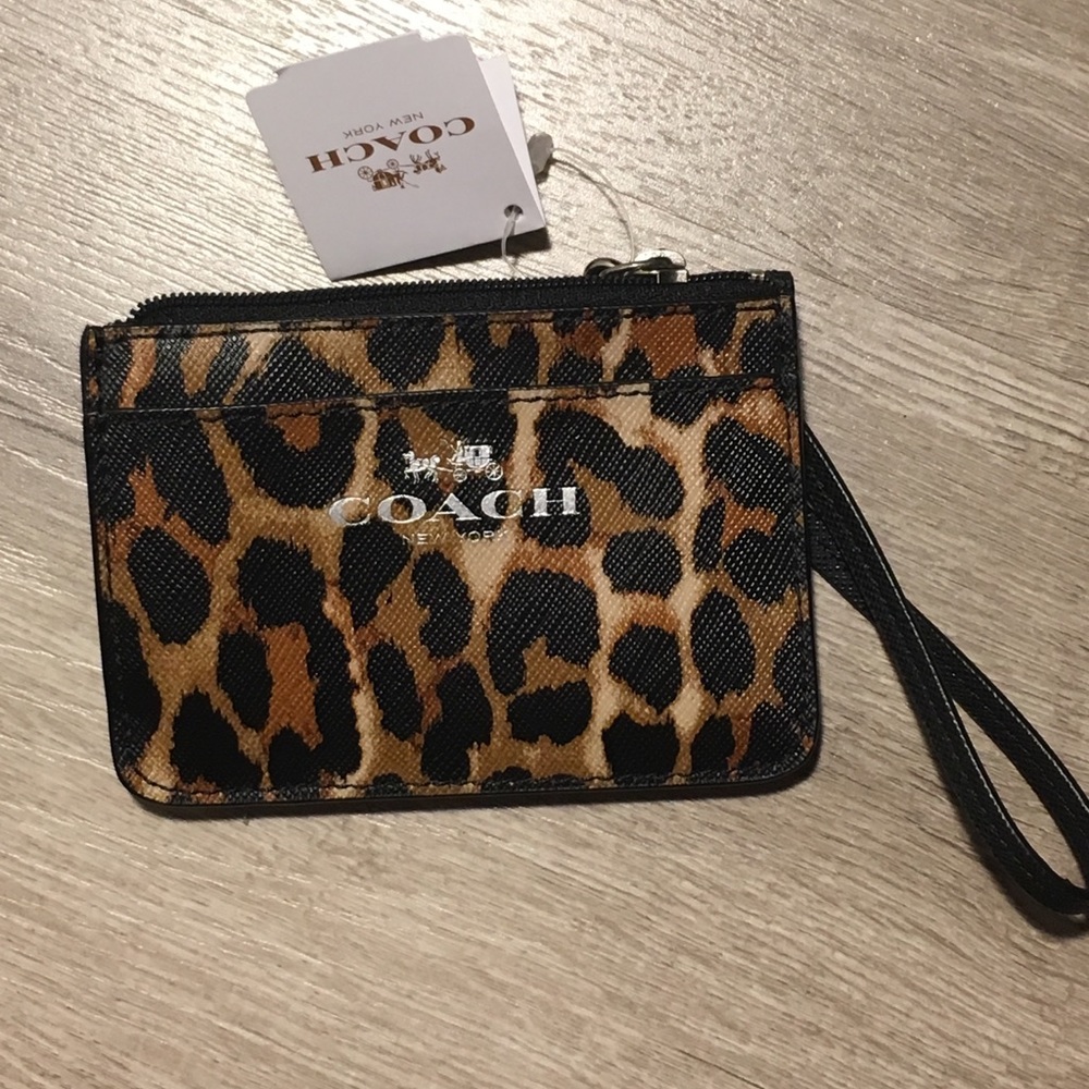 Coach animal print slim wallet with wristlet