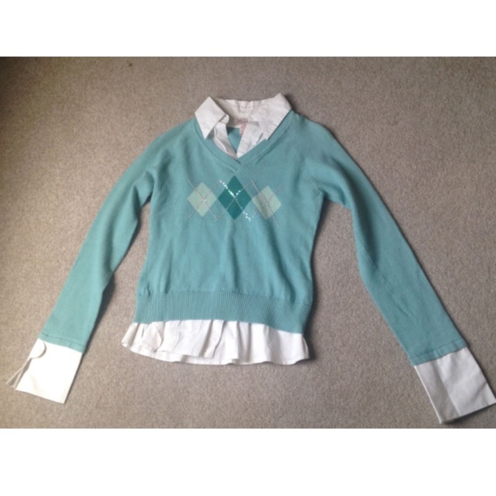 Glitter Women Preppy Collared Shirt, Size M - image 2