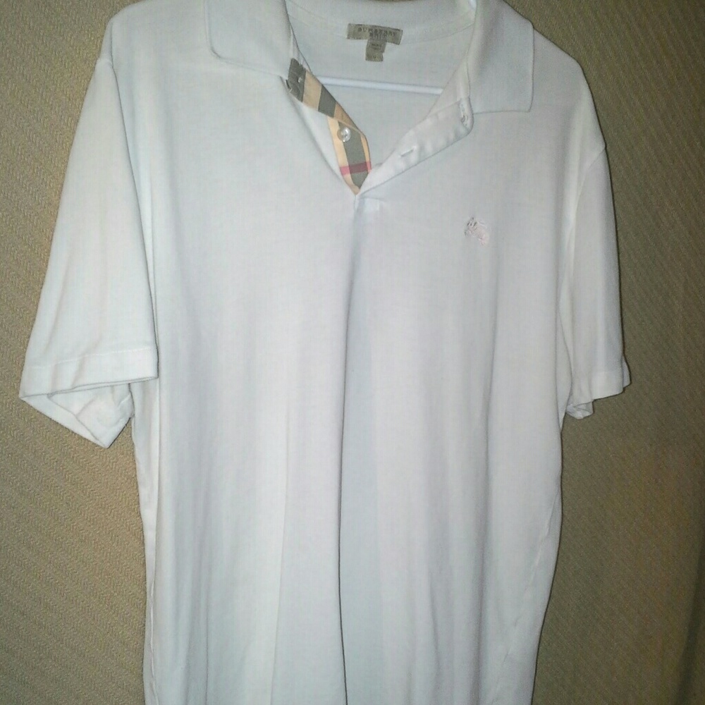 Mens Burberry white polo