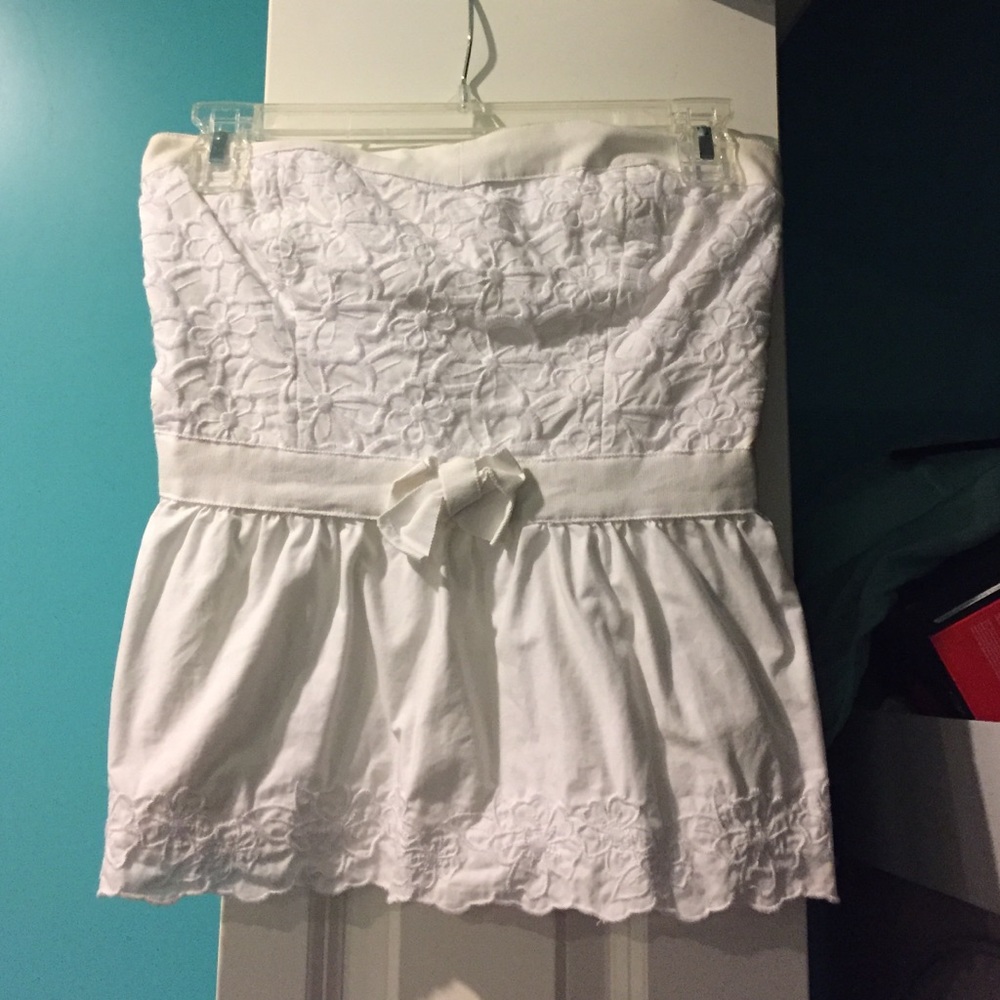 White strapless top