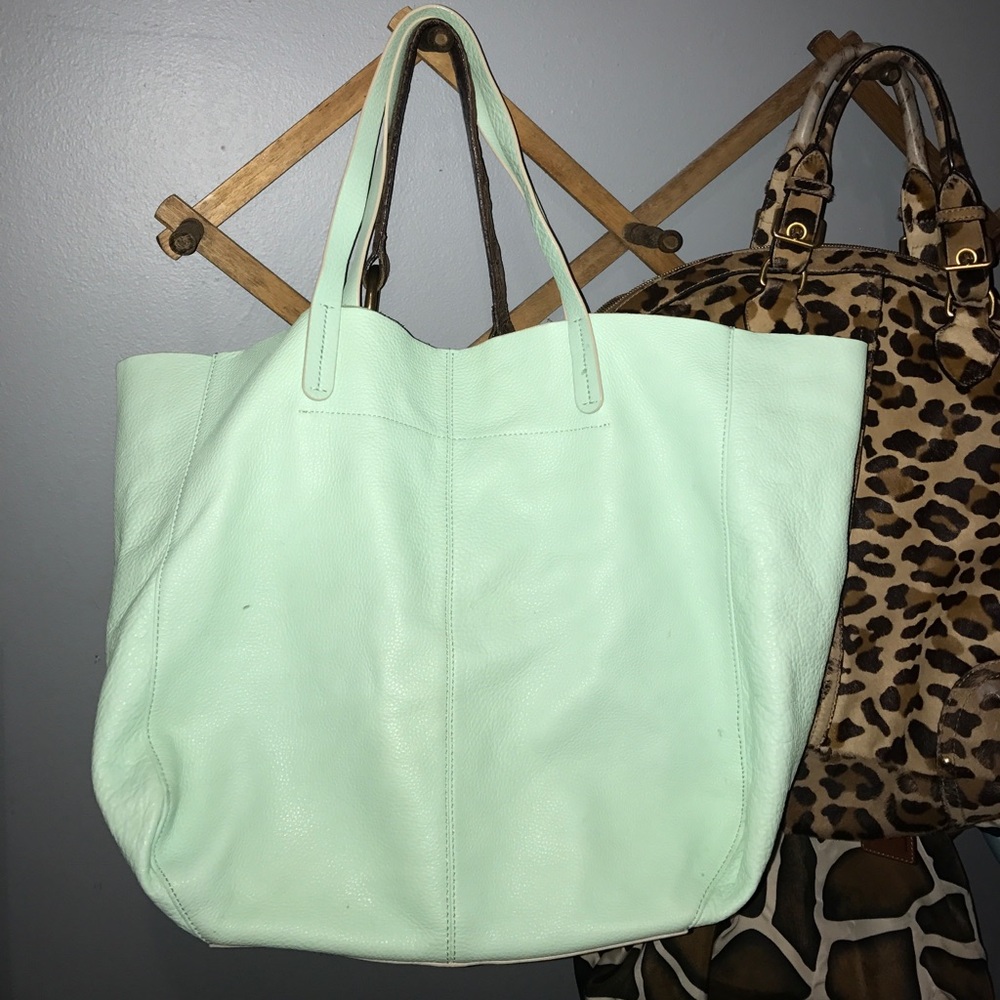 Gap Mint Green Soft Leather Tote