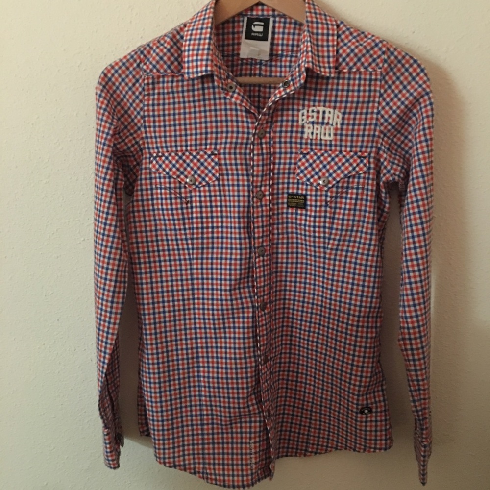 G-star women's button down plaid shirt in size s