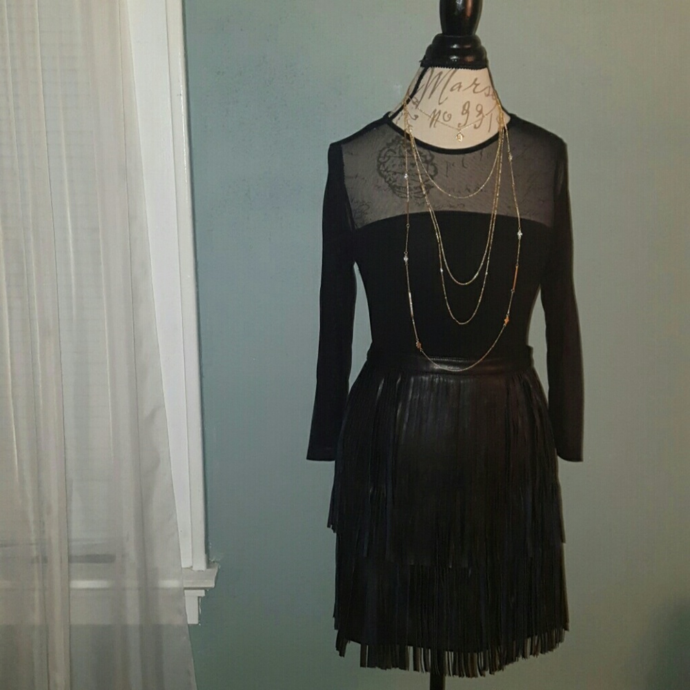 Black Fringed mini skirt 44cm wide