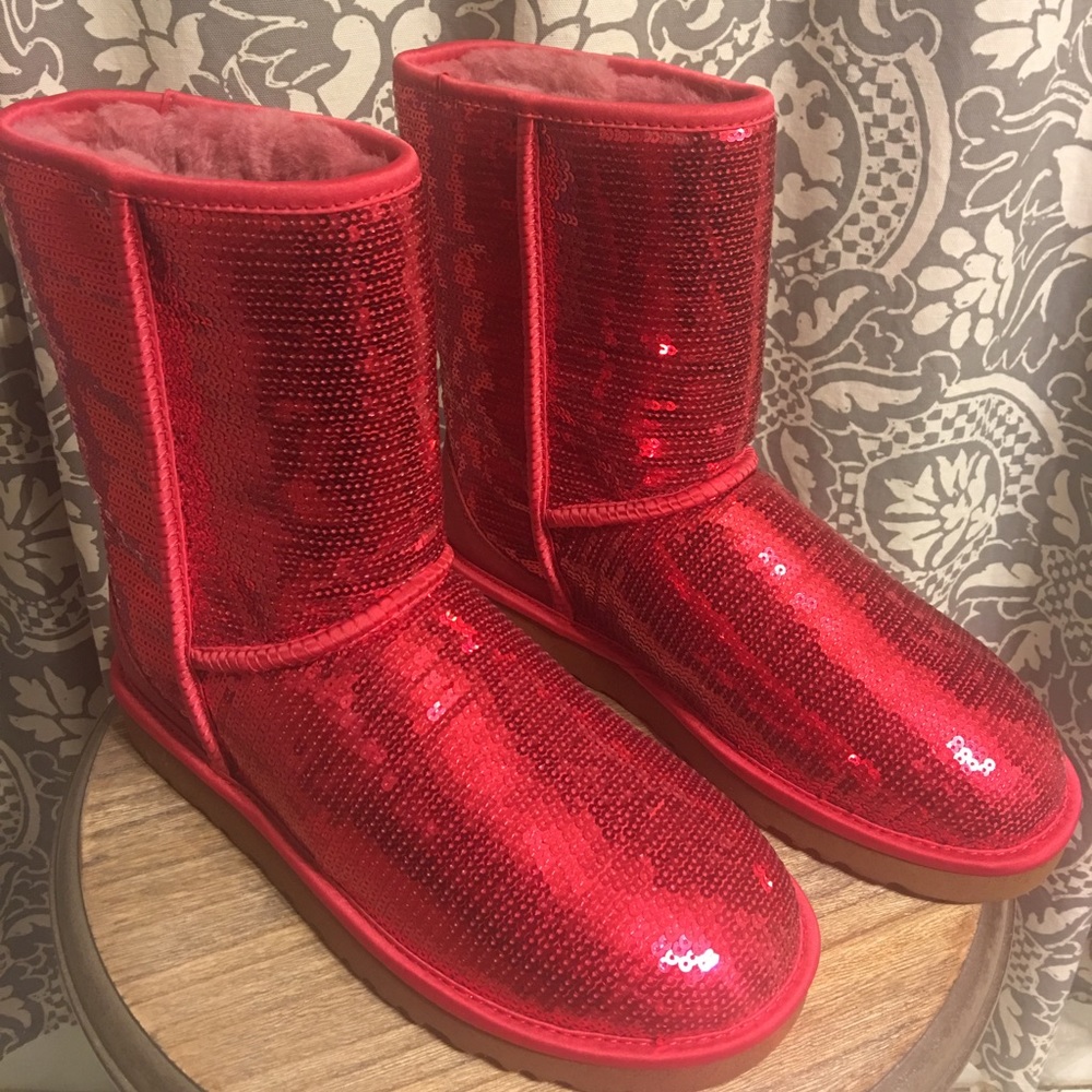 UGG Women Classic Short Red Sparkles