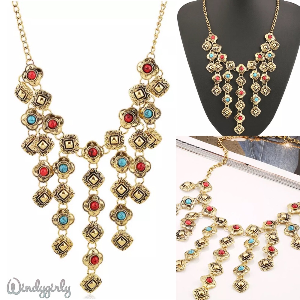 Drop Gem Chain Necklace