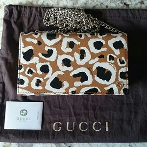 Gucci leopard print wallet on chain