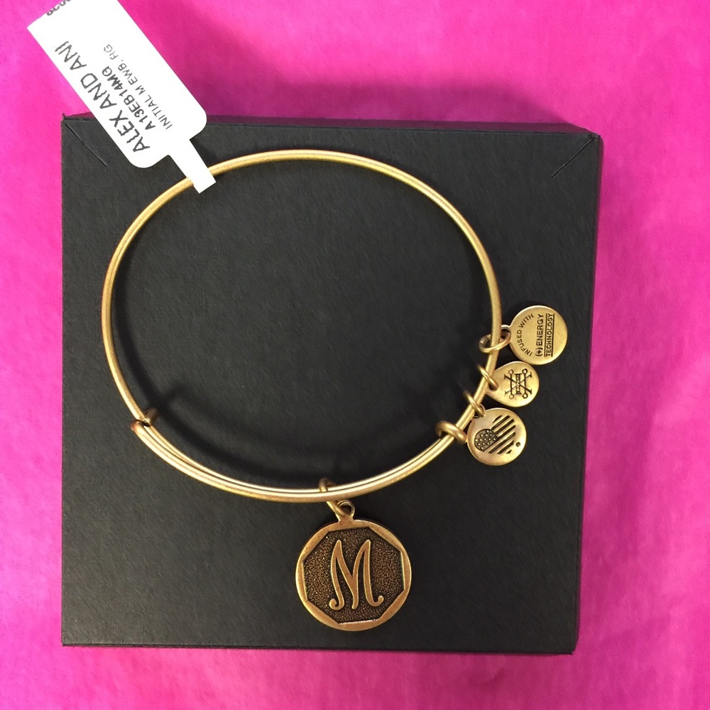 ALEX AND ANI Initial M Charm Bangle