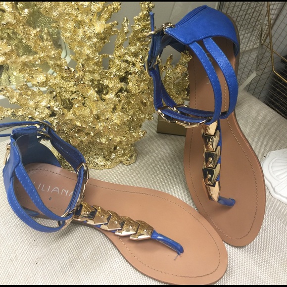 blue and gold sandals