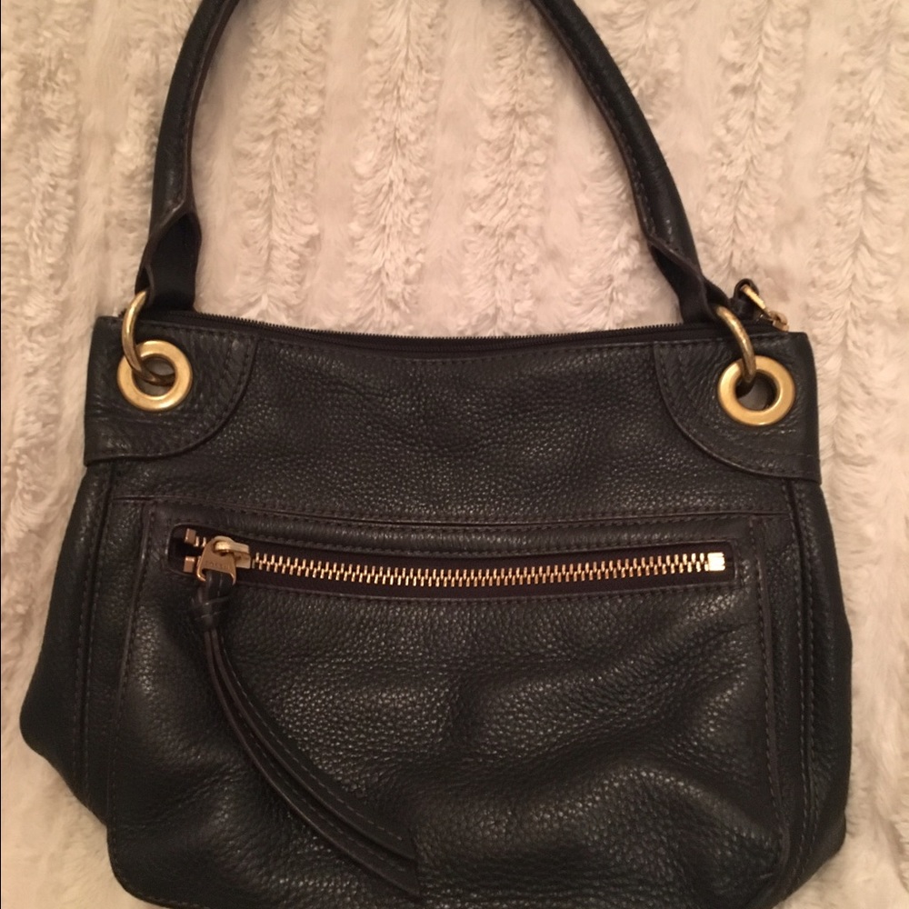 Black fossil leather bag