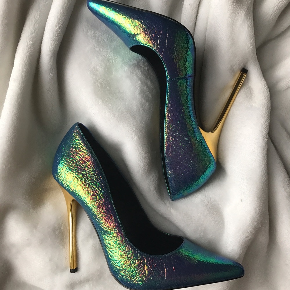 Blue Iridescent Heels