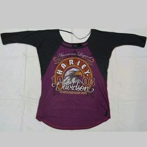 Harley Davidson? Purple Long Sleeve Eagle Raglan