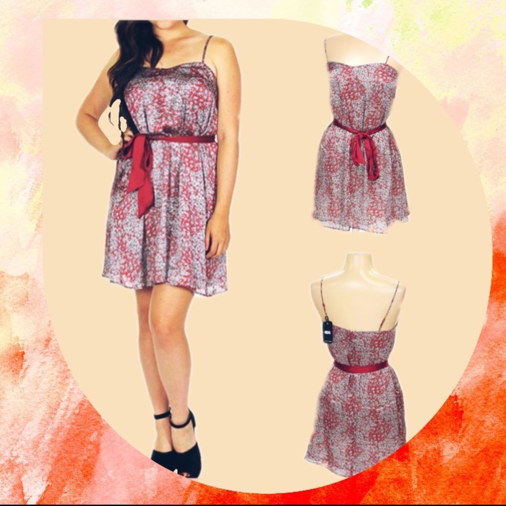 🆕Red and Grey Mini Dress With Tie
