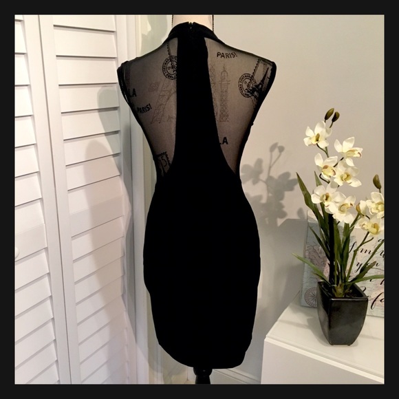 🎉HP🎉NWT Sexy Turtle Neck Black Bodycon Dress - Picture 4 of 8