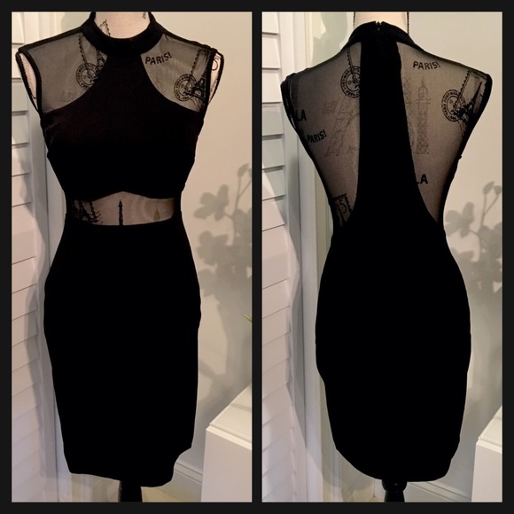 🎉HP🎉NWT Sexy Turtle Neck Black Bodycon Dress - Picture 2 of 8