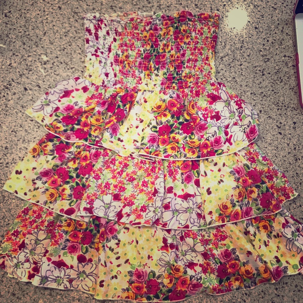 Strapless floral dress