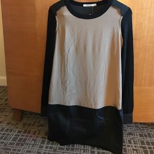 Mini mixed fabric dress