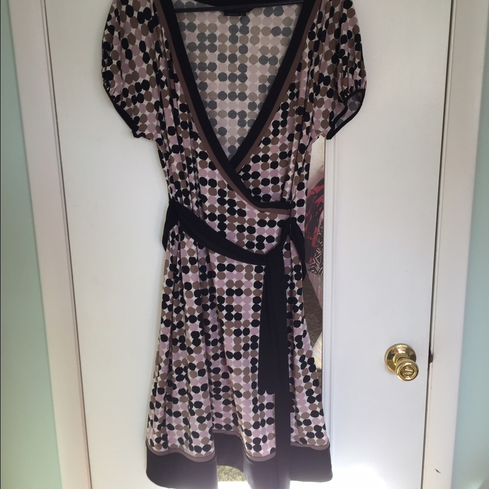 BCBG MaxAzria Faux Wrap Polka Dot Dress--Size L