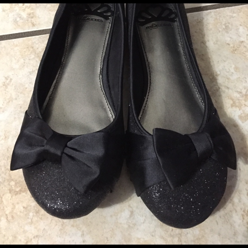 Black sparkly flats
