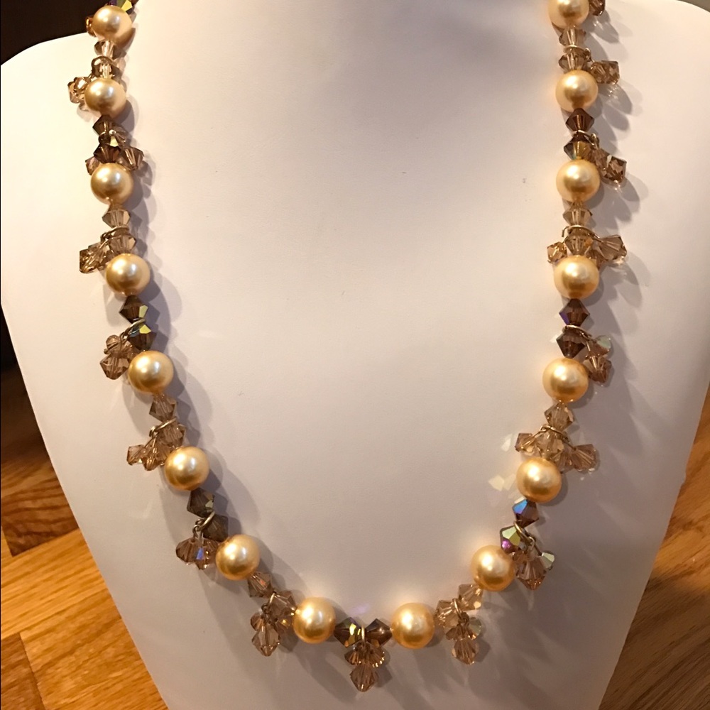 Handmade Swarovski crystal and pearl necklace