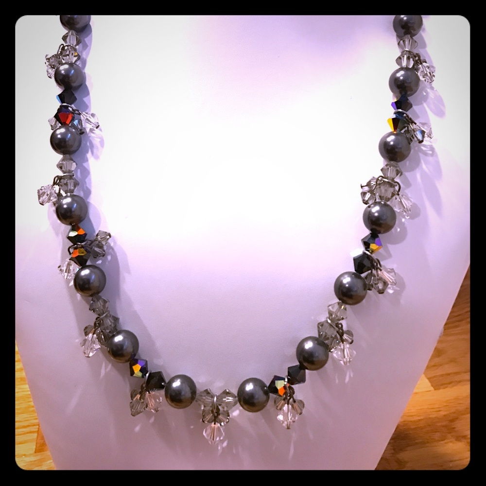 Handmade Swarovski crystal and pearl necklace
