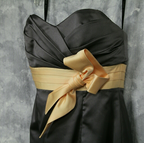 Formal dress Gray & yellow - Picture 3 of 4