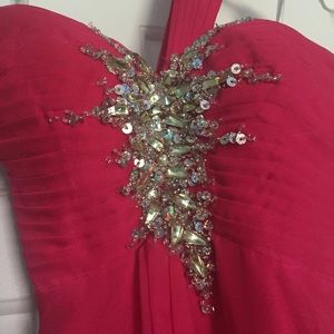 Long dark pink prom dress